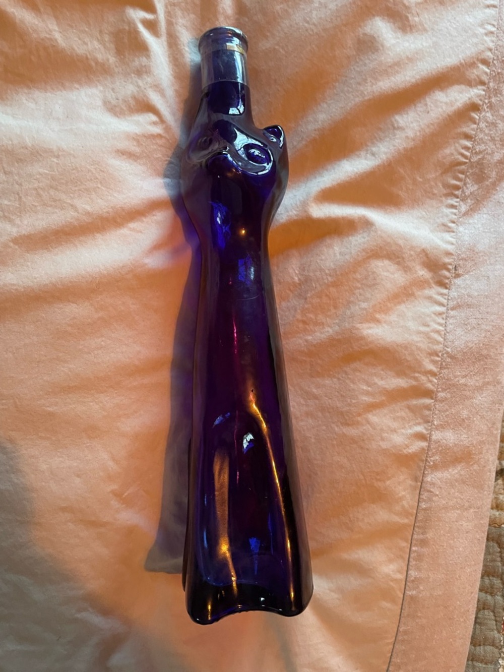 Cobalt Blue Cat Wine Bottle Vase